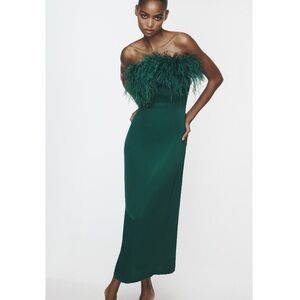 Zara feather satin effect dress